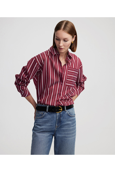 İpekyol Çizgili rahat kesim gömlek