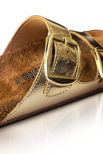 Bequemere Orthopedic Sole Double Buckle Leather Women's Slippers