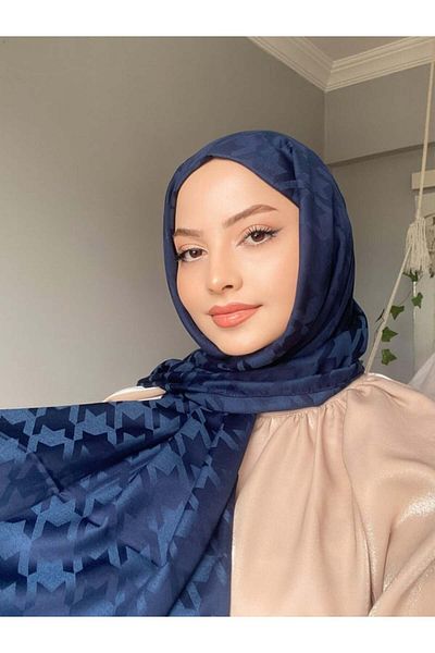 Mira İpek Houndstooth Pattern Jacquard Shawl