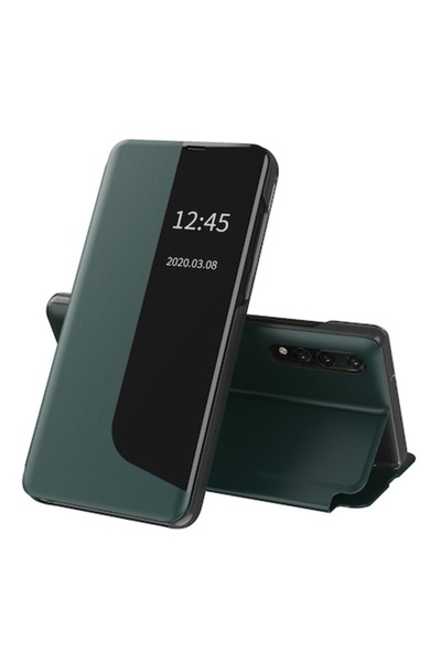 Dali Husă de protecție Flip Cover compatibilă cu Huawei P20 Pro, Sleep Case, verde închis - piele