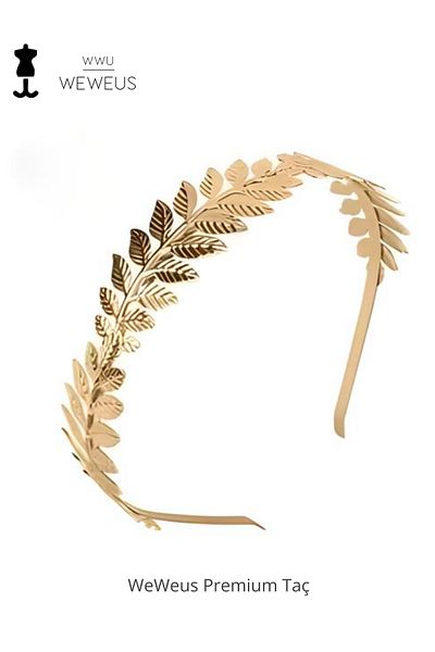 Weweus Women's Leaf Gold Gold Color Shiny Luxury Crown