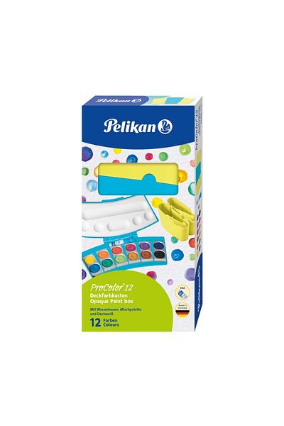 Pelikan Watercolor Set 735 Procolor, 12 Colors, Turquoise/Neon Yellow Box, Material Plastic