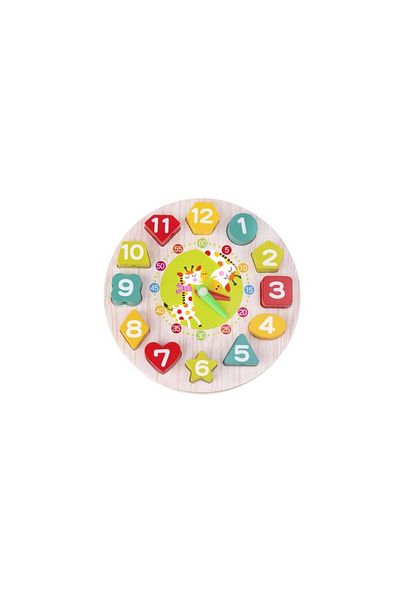 KRUZZEL Educational clock for children, wooden puzzle with English numbers, +3 years