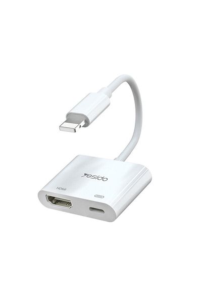 Yesido Multiport Audio-Video Adapter Cable, Apple-Compatible Connector to HDMI and Lightning, 4.5x3.3x1.1cm
