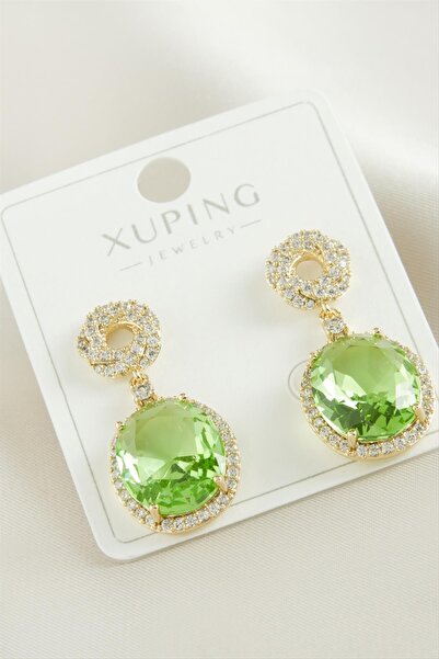 ZERO LAND أقراط Xuping الفاخرة من الفولاذ بحجر الزركون البيضاوي