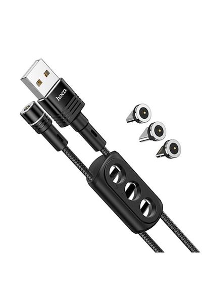 Dali Cablu de încărcare magnetică, 3 în 1, USB A la Micro-USB, USB Type-C și conector compatibil Apple, Sunway
