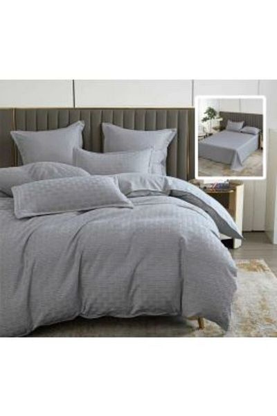 Ralex Double Bed Linen Finet Natur UNI Stripe 6 Pieces, Grey, Pucioasa