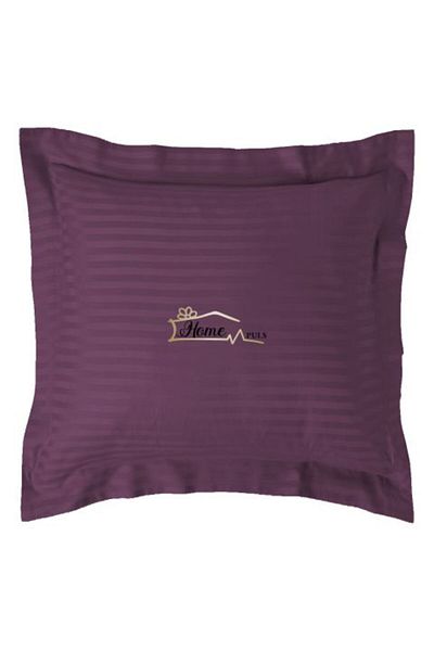 HomePuls Pillowcase Damask Polycotton Stripe 1 cm, 70 x 70 cm with 3.5 cm Border, Purple