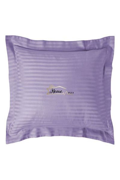 HomePuls Pillowcase Damask Polycotton 1 cm Stripe, 70 x 70 cm with 3.5 cm Border Hem, Lila Iris