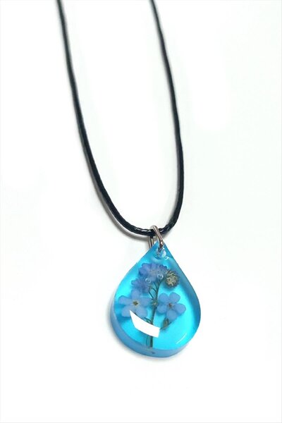 Genel Markalar Unutma Beni Çiçeği Damla Epoksi Kolye