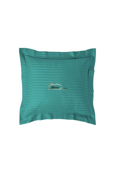 HomePuls Damask Polycotton Pillowcase with 1 cm Stripe, 40 x 40 cm and 3.5 cm Hem, Turquoise