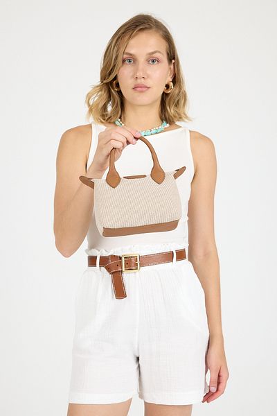 Meskanto Lara Canvas and Genuine Leather Mini Hand-Shoulder Bag