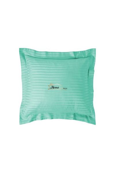 HomePuls Pillowcase Damask Polycotton Stripe 1 cm, 40 x 40 cm with Border Hem 3.5 cm, Jade Green