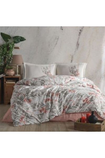 Ralex Lenjerie de pat dublă 100% bumbac Ranforce 4 piese extra large, roz APRILA