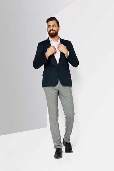 Lacoste Men Regular Fit Long Sleeves Plain Blazer, Navy