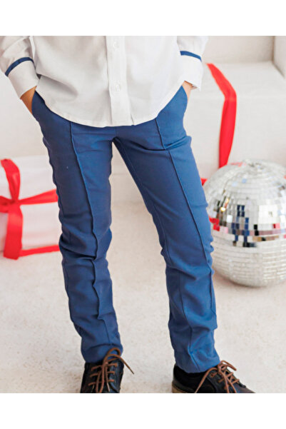 fustite cu luminite Pantaloni Bleu pentru Băieți din in, pentru evenimente de Vară - 7-9 ani (122-134 cm)