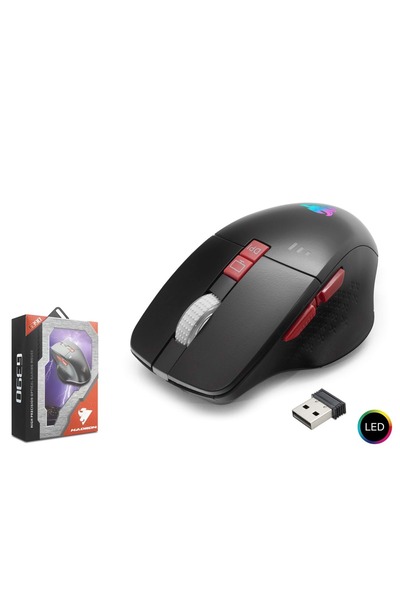 HADRON G390 Şarjlı Kablosuz Sessiz RGB Gaming Mouse 2.4 GHz 1600 DPI Siyah