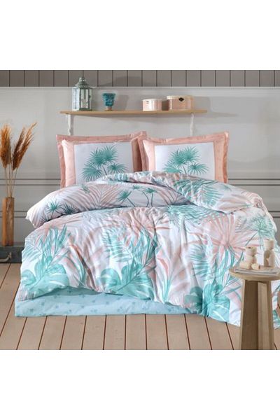 Ralex Double Bed Linen 100% Cotton Ranforce 4 pieces extra large, bed sheet 240 x 260 cm, duvet cover 200