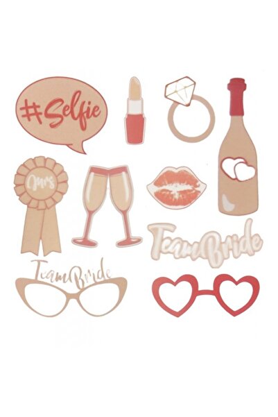 PROCART Set de 10 recuzită pentru petrecere, Echipa Miresei, selfie, carton d...