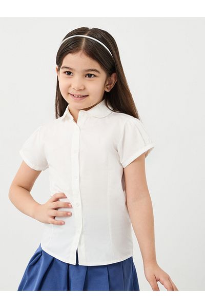 Styli Girls Off White Cotton Puff Sleeves Shirt