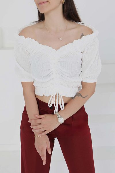 TOFİSA Buffle Gathered Crop White - 27485