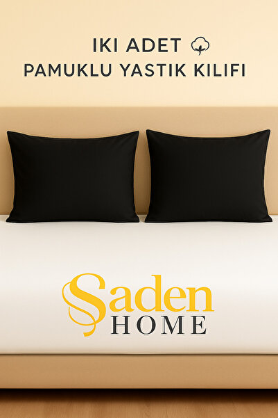 SADEN HOME 2 KOMADA CRNIH JASTUČNICA SA ZAKLOPOM, PAMUK, RANFORCE TKANINA, 50...