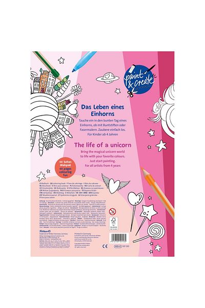 Pelikan Carte de colorat A4 „Unicornul meu”, culori asortate, material hârtie, 48 de pagini, include 100 de autocolante