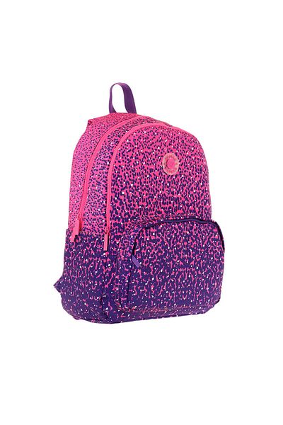 KAUKKO Geantă pentru școală primară și gimnazială cu trei compartimente pentru fete Dots - Model cu puncte violet - K1806