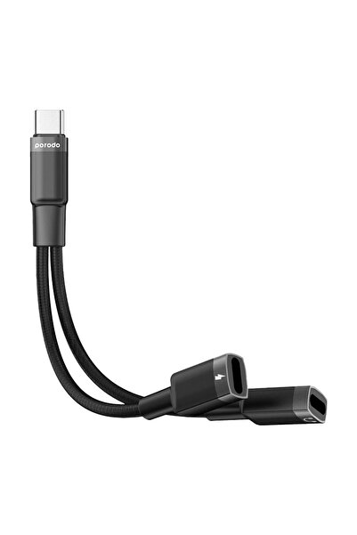 porodo محول 2 في 1 من النوع C إلى 2 من النوع C ومحول شحن وسماعات الرأس