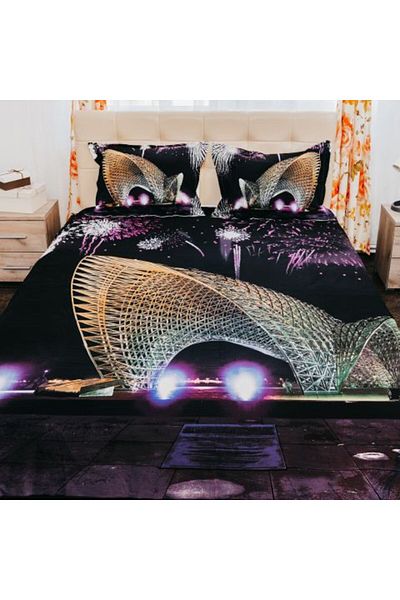 Ralex Double Bed Linen Cotton 100% Ranforce 4 Pieces Extra Large, Black/Purple RNF_4