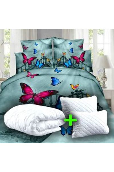 Ralex Economic Package Double Bed Linen Digital Print 3D + 2 Quilted Pillows 50x70 cm + Quilt 200x215 cm S