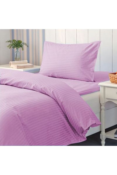HomePuls Bed Linen with Elastic Damask Polycotton Stripe 1 cm, Lilac