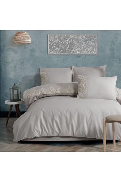 Clasy Lenjerie pat dublu Jacquard 100% Bumbac 6 piese, cearsaf pat 240 x 260 cm, pilota 200 x 220 cm, 2 fe