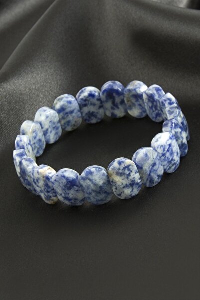 Auren Shop سوار من الحجر الطبيعي من حجر الصوداليت بقص بيضاوي