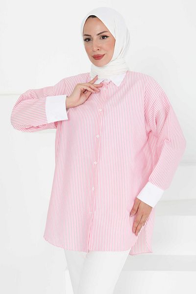 TOFİSA Rose Detailed Tunic Pink - 27434