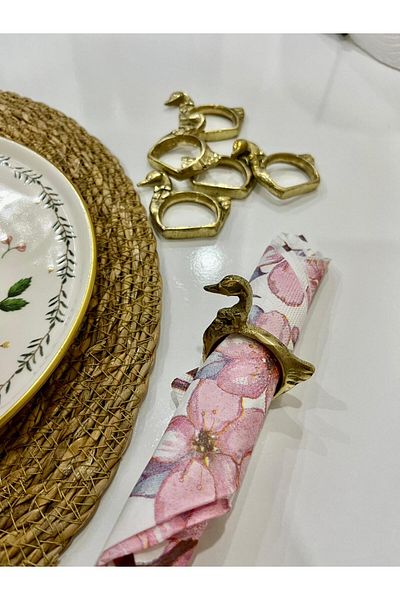 hediye Brass Casting Bottom Swan Napkin Holder Set Table Decoration 6 Pcs Home Kitchen Table Decoration Presentation