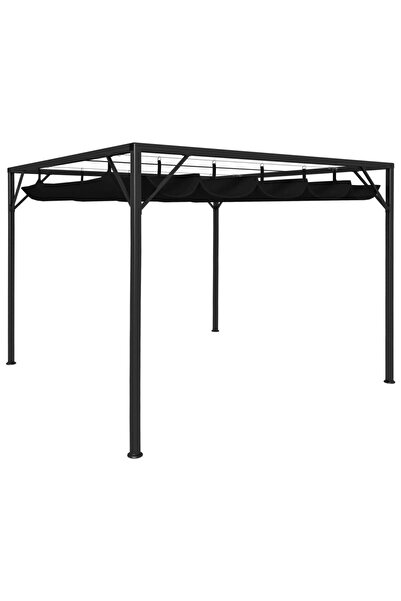 vidaxl شرفة حديقة مع سقف قابل للسحب 3 × 3 م، لون أنثراسيت