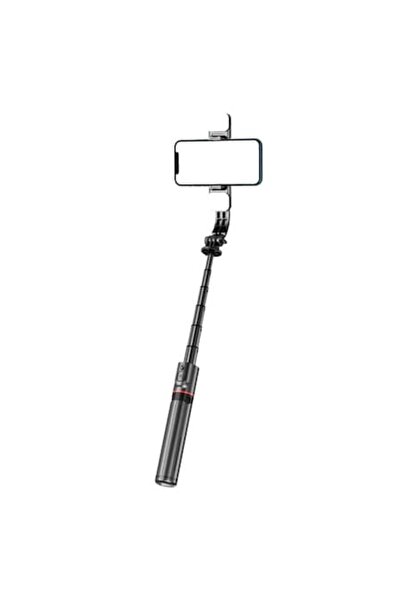 Dali Stick selfie Techsuit cu trepied și 2 LED-uri detașabile, telecomandă Bluetooth, lungime 108 cm, negru