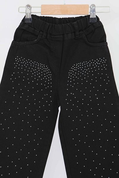 TOFİSA Girl's Black Stoned Jeans - 27458