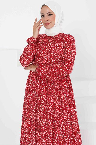 TOFİSA Patterned Dress Red - 27421