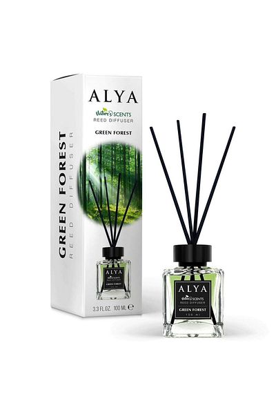 ALYA Odorizant de cameră cu bețișoare – Padure verde, 120 ml