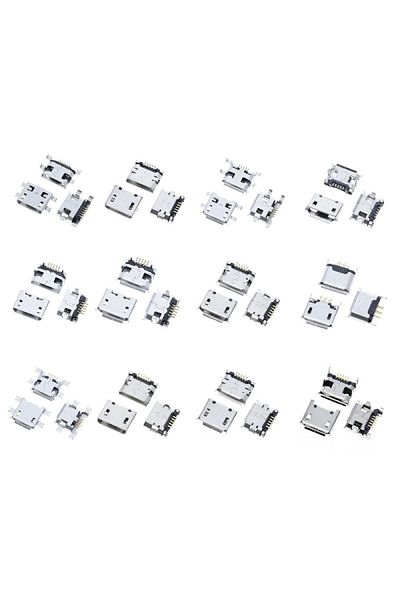 OEM Set of 60 MicroUSB Female Connectors, 5 pins, 12 models