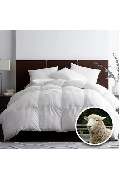 Ralex Quilted Wool Damas Summer Quilt 180 x 210 cm, White