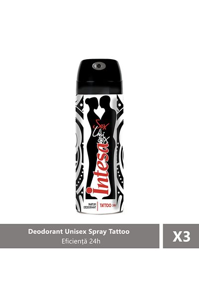Intesa Unisex Deodorant Spray Tattoo 24H, 125 ml X 3 Pieces