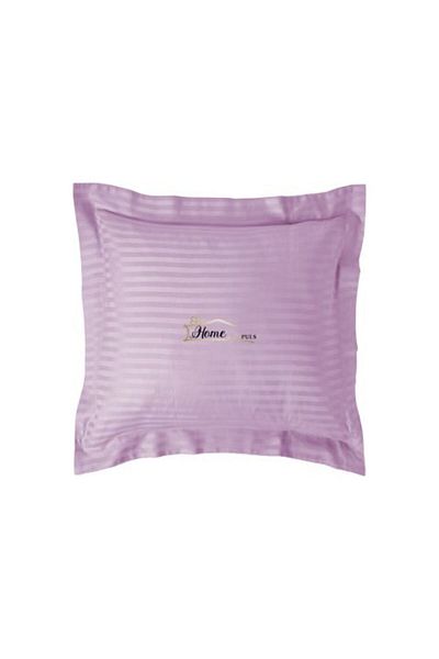 HomePuls Damask polycotton pillowcase with 1 cm stripe, 40 x 40 cm and 3.5 cm border hem, Lilac