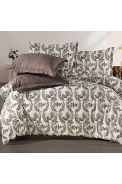 Ralex Double Bed Linen Set Cotton Ranforce 4 Pieces, White-Pink, Pucioasa