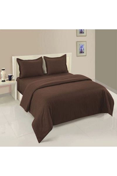 HomePuls Bed Linen with Damask Polycotton Elastic Sheet 1cm Stripe, for Mattress 160 x 200 cm, Duvet Cover 18