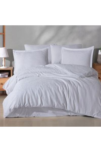 Clasy Double Bed Linen Jacquard 100% Cotton, 6 Pieces, Clasy, White