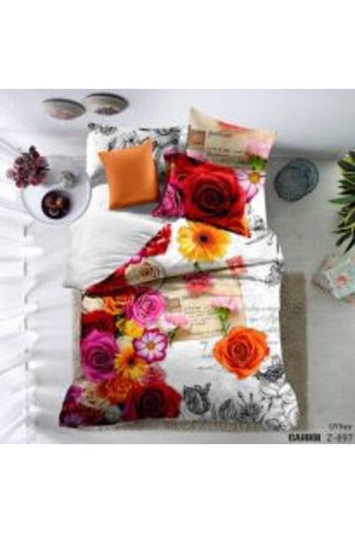 Ralex Double Bed Set Poplin Percalle Cotton 100% Printed, 4 Pieces, Sheet 240 x 260 cm, Duvet 200 x 230 cm