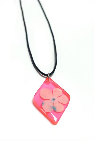 ZERO LAND Snowball Flower Baklava Sliced ​​Epoxy Necklace